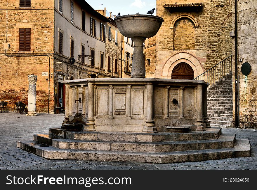Image of old fountain in Bevagna, HDR. Image of old fountain in Bevagna, HDR.