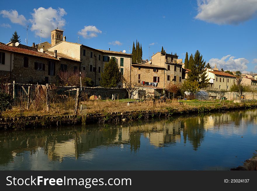 Old Umbria village on the river Clitunno, Bevagna.