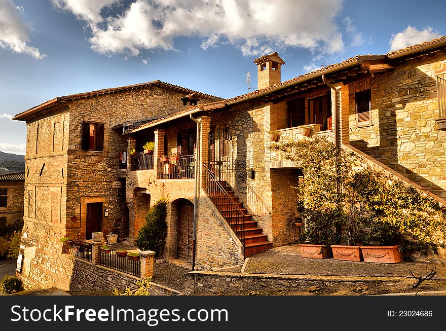 A view of historic center of Bevagna in Umbria.