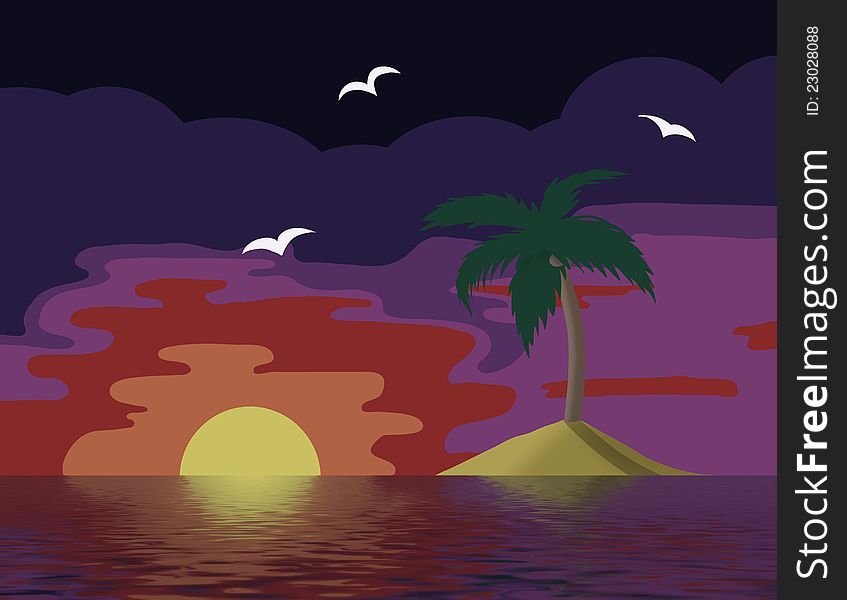 Abstract illustration of a desert island. Abstract illustration of a desert island