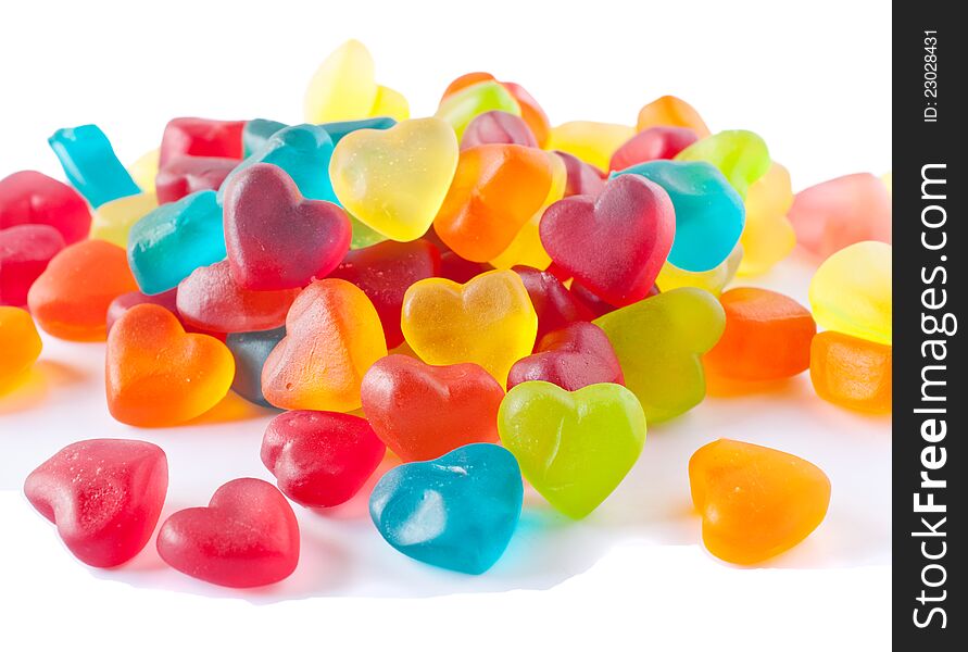 Close up shot of heart-shaped candies.