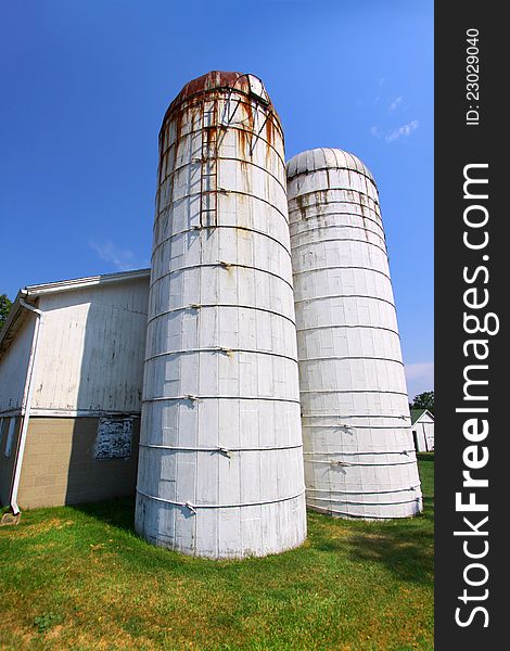 Old barn with twin towers