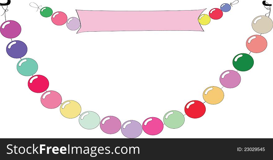 Isolated Varicoloured Marbles On A Rope