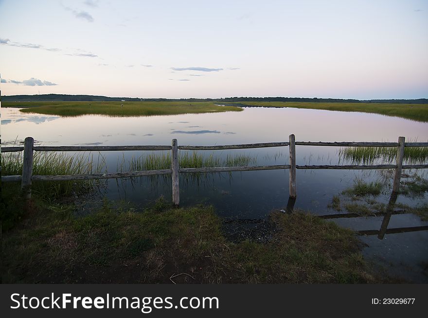 Marsh and water in Maine, USA