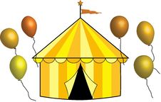 Yellow, Gold And Bronze Circus Tent With Balloons Royalty Free Stock Photography Yellow, Gold And Bronze Circus Tent With Balloons Royalty Free Stock Photography