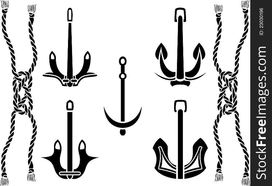 Anchor set. stencil vector illustration