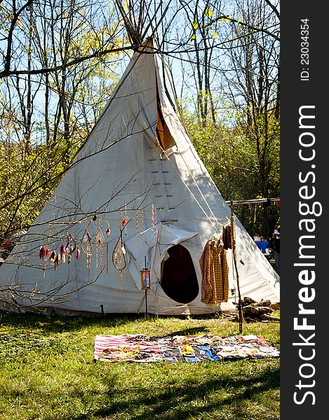 During a festival, a teepee was used for shelter. During a festival, a teepee was used for shelter.