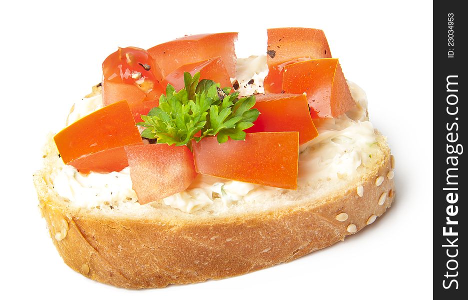 Appetizers with tomatoes and cream cheese