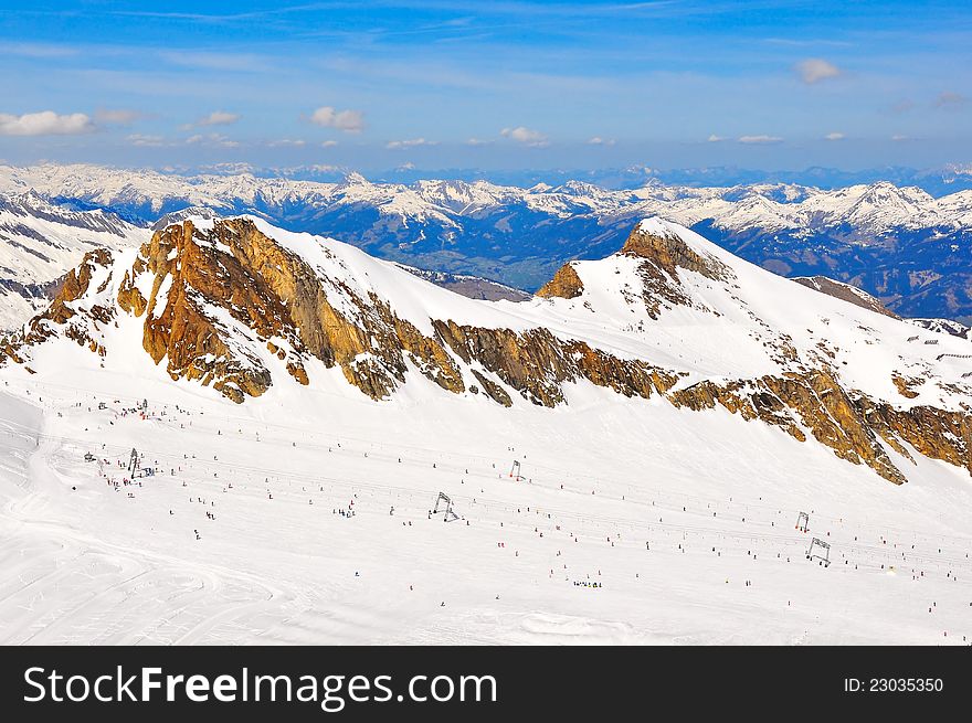 Austrian alps winter ski slope landscape. Austrian alps winter ski slope landscape
