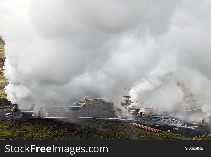 A geothermal heating plant in Svartsengi, Iceland