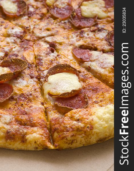 Pepperoni pizza serve when hot, a good food from italia