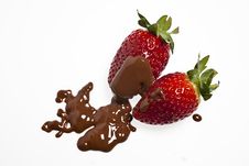 Strawberryes And Chocolate Stock Photo