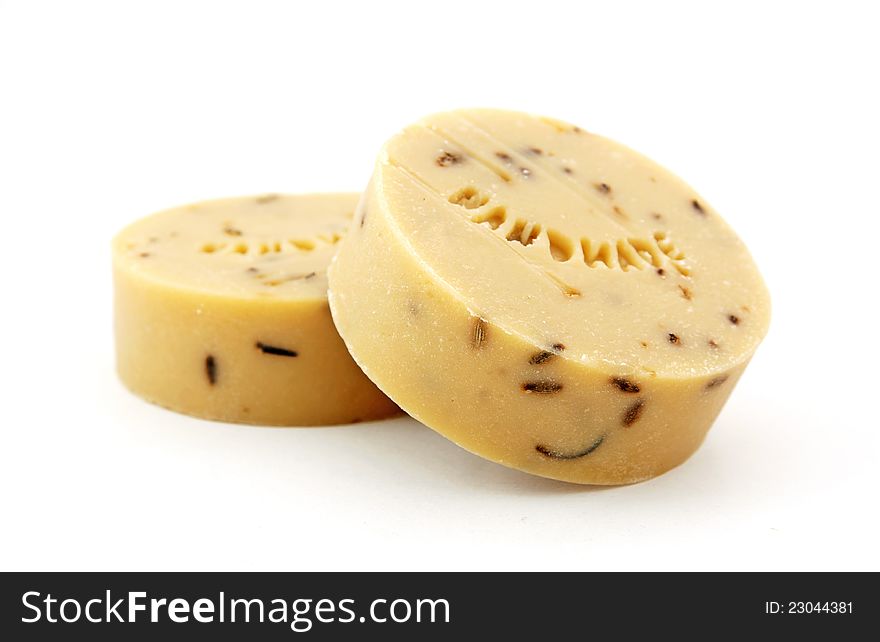 Hand-made lavender soap isolated