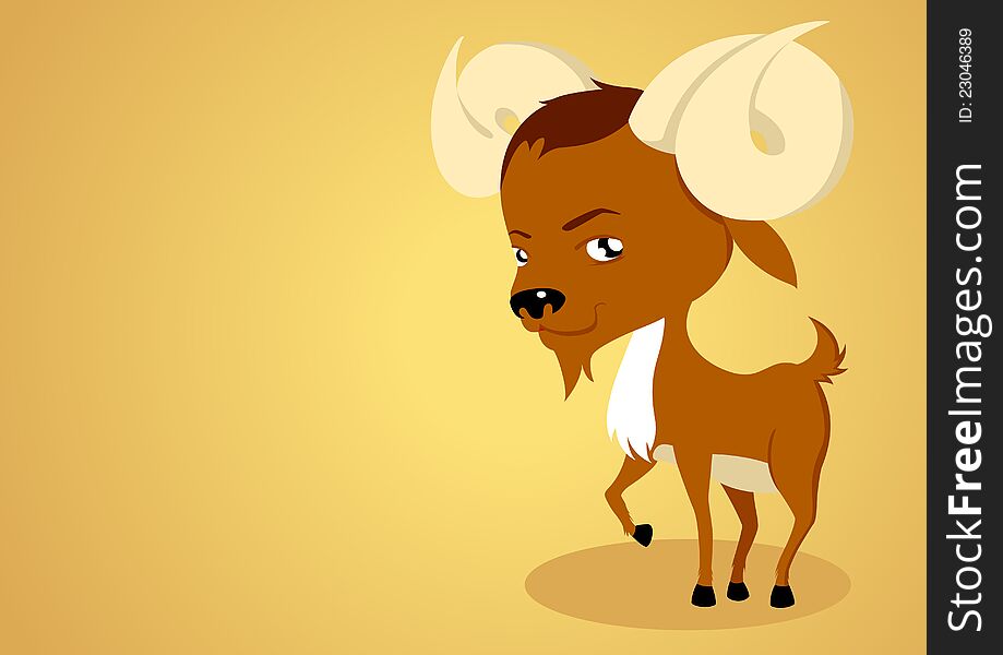 Illustration of Aries on yellow background