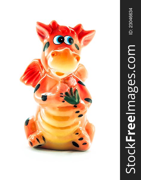 China dragon figurine on a white background