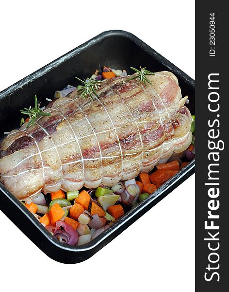 Cooked Roast Of Pork Isolated On White