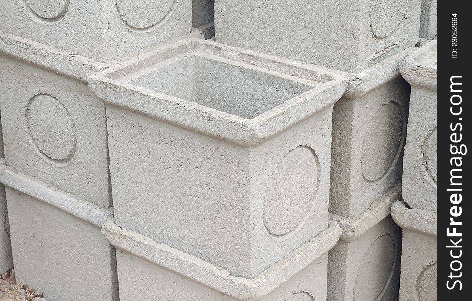 Stack of concrete drainage tank at hardware shop