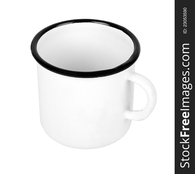 White metal mug separately on a white background