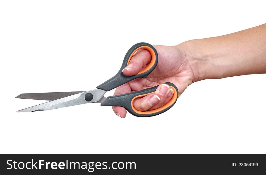 Woman with scissors on white. Woman with scissors on white.