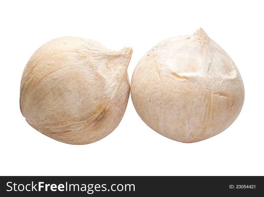 2 young coconuts isolated on white background