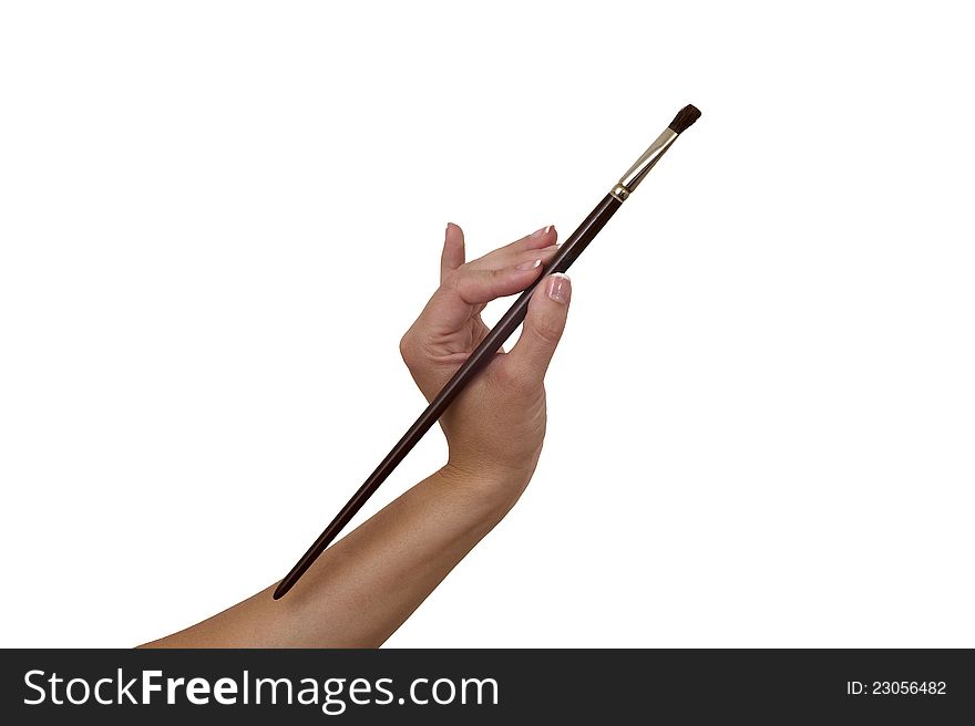 Woman drawing a picture with a brush