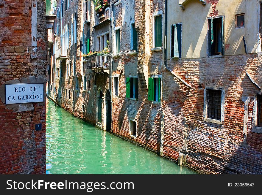 Italy. Venice. View On A Small Canal.