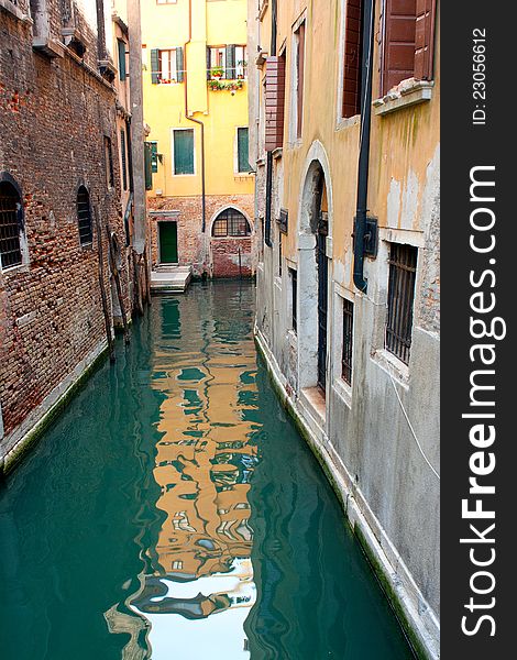 Italy. Venice. View On A Small Canal.