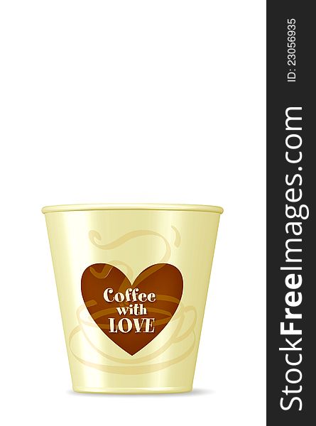 Paper cup for coffee with heart/ love. Paper cup for coffee with heart/ love