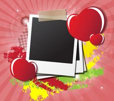 Valentine S Day Card With Hearts, Instant Photos Stock Photography Valentine S Day Card With Hearts, Instant Photos Stock Photography