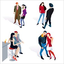 Young Boy And Girl Couples White Background Stock Photography