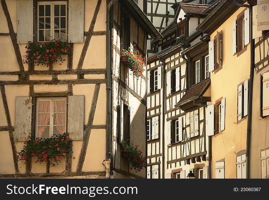 Flowers And Windows In The City Of Colmar France