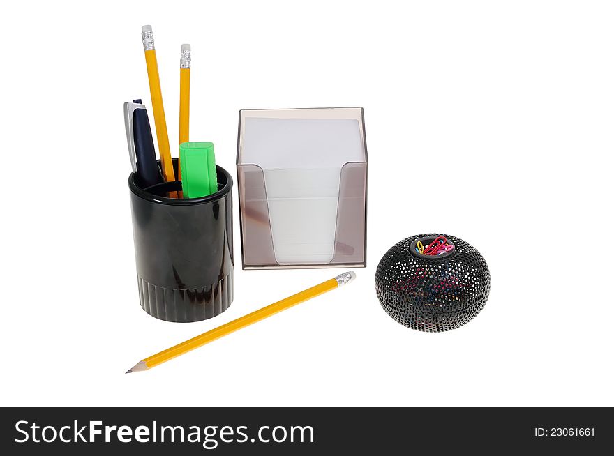 Office accessories isolated on a white background