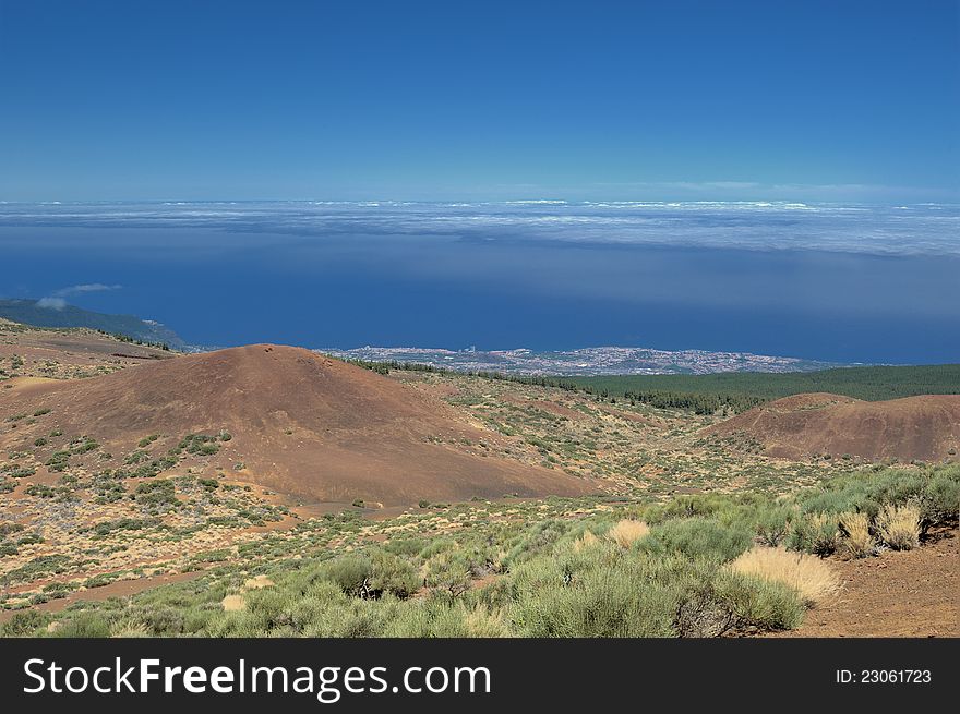 Landscape, view from mounainl, National Park of Las Canadas of Teide, island Tenerife. Landscape, view from mounainl, National Park of Las Canadas of Teide, island Tenerife.