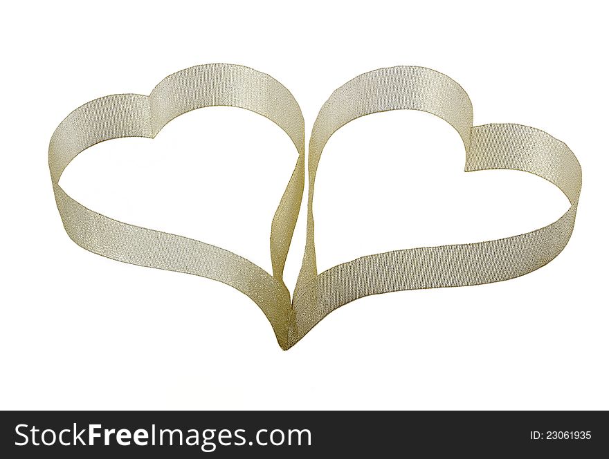 Heart shaped ribbon symbol isolated on white