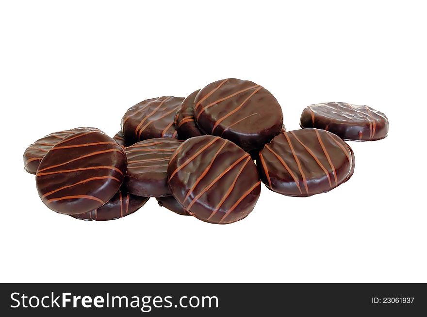 Chocolate cookies isolated on a white background