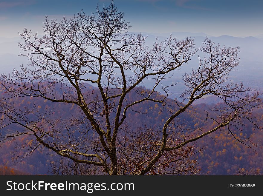 Appalachian Mountains At Sunset And Autumn Foliage