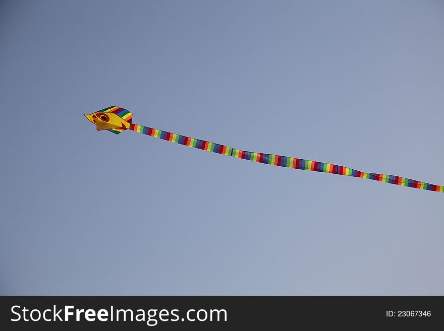 The sky of the seaside there is the kite to float in the sky.