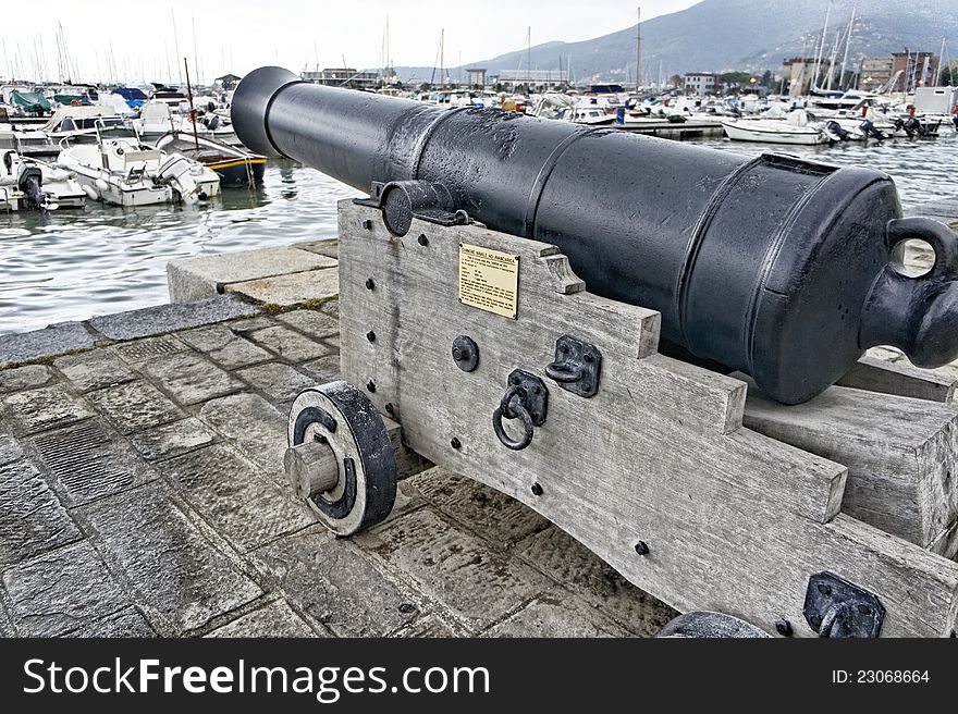 Old cannon in la spezia italy