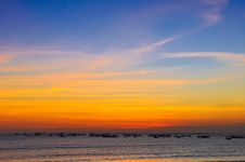 Ocean Coast Sunset And Fishing Boats Stock Images Ocean Coast Sunset And Fishing Boats Stock Images