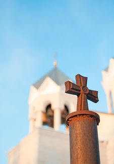 Cross Against The Church Bell Tower Stock Images Cross Against The Church Bell Tower Stock Images