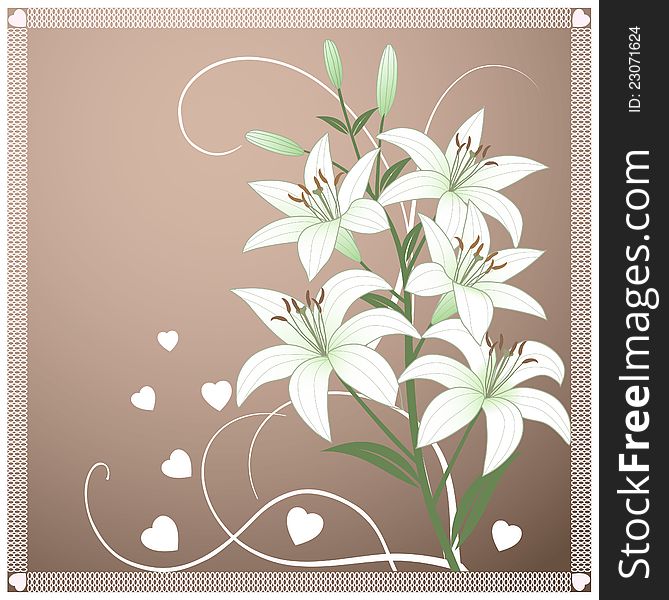 Beautiful spring vector wallpaper with delicate green lilies. Beautiful spring vector wallpaper with delicate green lilies