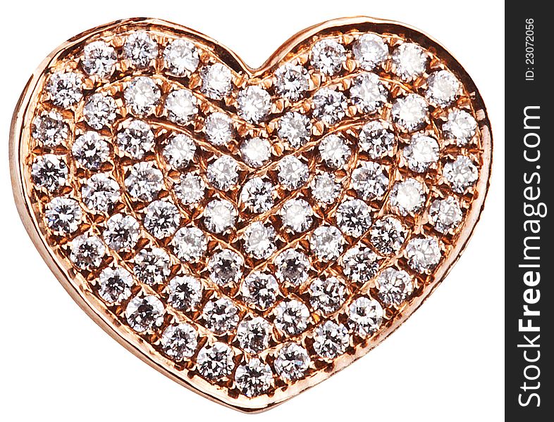 Heart In The Form Of Diamonds On A Gold Surface.
