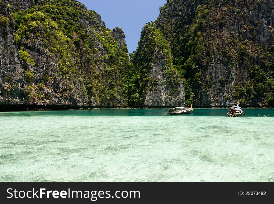 Bay at Phi phi island in Thailand .