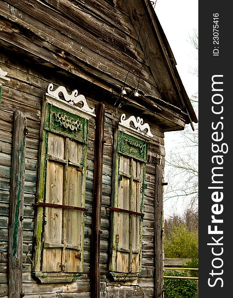 The old hut was quite tilted and grew old. It has long been closed shutters. It has long been uninhabited. The old hut was quite tilted and grew old. It has long been closed shutters. It has long been uninhabited.