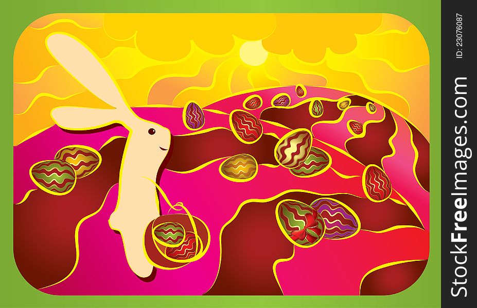 Illustration with a Easter eggs and rabbit. Illustration with a Easter eggs and rabbit