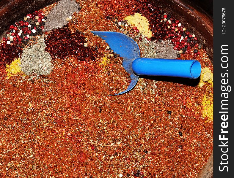 Dry mix of different spices, close up shot. Dry mix of different spices, close up shot