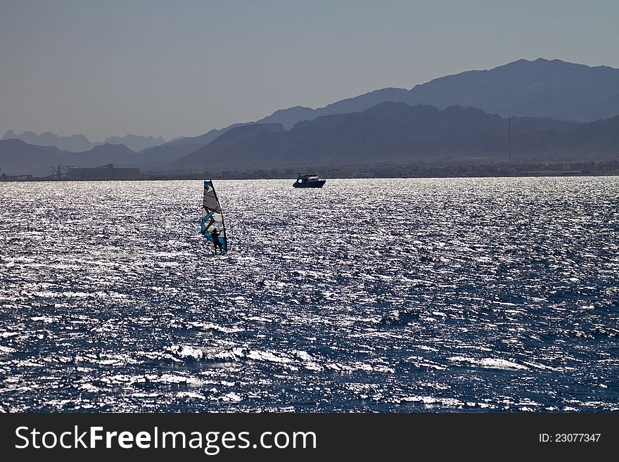 Silhouette Of A Windsurfer