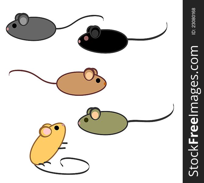 Mice set in simple style