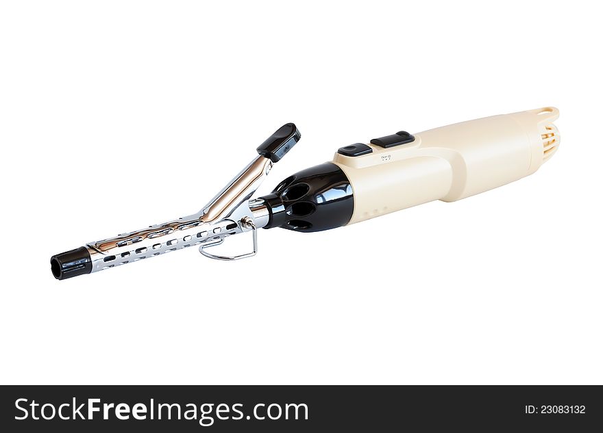Modern curling tongs isolated on white background with clipping path. Modern curling tongs isolated on white background with clipping path