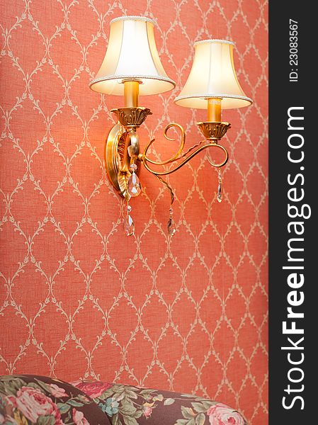 Two lamps on pink seamless floral pattern